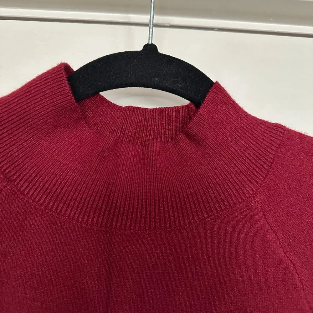NWOT Women's Puff Sleeve Mock Neck Bodycon Sweater Dress - Sz M - Picture 7 of 10